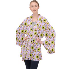 Hawaii Ghost Lilac Long Sleeve Velvet Kimono 