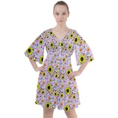 Hawaii Ghost Lilac Boho Button Up Dress