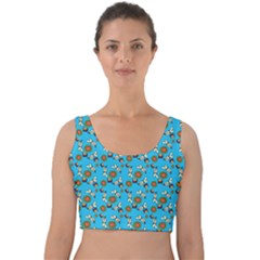 Clown Ghost Pattern Blue Velvet Crop Top by snowwhitegirl