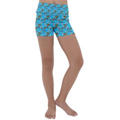 Clown Ghost Pattern Blue Kids  Lightweight Velour Yoga Shorts by snowwhitegirl