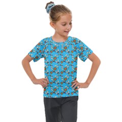 Clown Ghost Pattern Blue Kids  Mesh Piece Tee