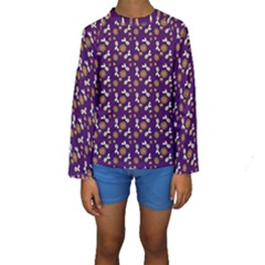 Clown Ghost Pattern Purple Kids  Long Sleeve Swimwear by snowwhitegirl