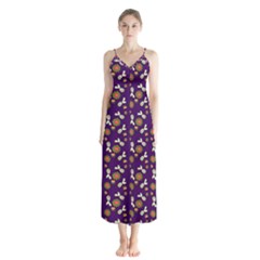 Clown Ghost Pattern Purple Button Up Chiffon Maxi Dress by snowwhitegirl