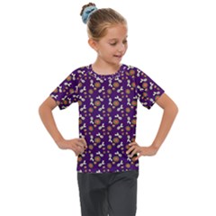 Clown Ghost Pattern Purple Kids  Mesh Piece Tee