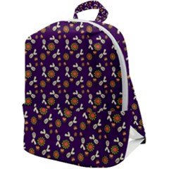 Clown Ghost Pattern Purple Zip Up Backpack