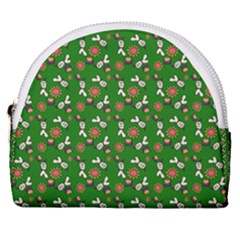 Clown Ghost Pattern Green Horseshoe Style Canvas Pouch