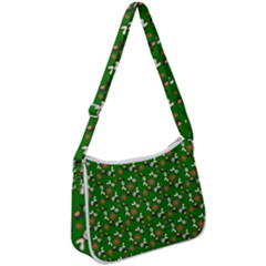 Clown Ghost Pattern Green Zip Up Shoulder Bag by snowwhitegirl