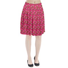 Clown Ghost Pattern Pink Pleated Skirt