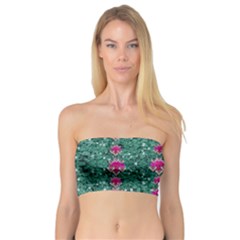 Flowers Love And Silver Metal Hearts Is Wonderful As Sunsets Bandeau Top by pepitasart