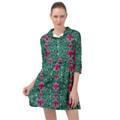 Flowers Love And Silver Metal Hearts Is Wonderful As Sunsets Mini Skater Shirt Dress by pepitasart