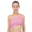 White and pink Art-Deco pattern Spliced Up Bikini Top  View1