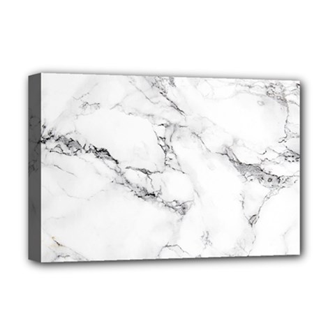 White Faux Marble Deluxe Canvas 18  X 12  (stretched) by Dushan