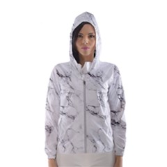 White Faux Marble Women s Hooded Windbreaker by Dushan