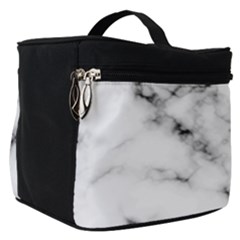 White Faux Marble Texture  Make Up Travel Bag (small)