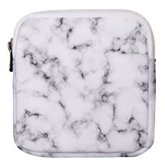 White Faux Marble Texture  Mini Square Pouch by Dushan