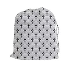 Black And White Art-deco Pattern Drawstring Pouch (2xl)