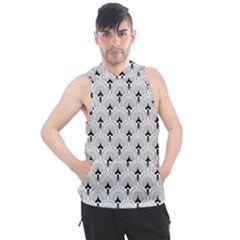 Black And White Art-deco Pattern Men s Sleeveless Hoodie