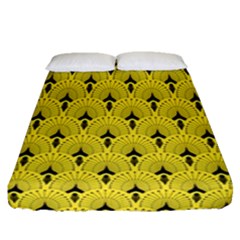 Art-decoyellow Fitted Sheet (queen Size) by Dushan