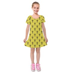 Art-decoyellow Kids  Short Sleeve Velvet Dress