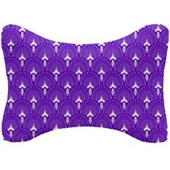 White And Purple Art-deco Pattern Seat Head Rest Cushion by Dushan