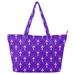 White And Purple Art-deco Pattern Full Print Shoulder Bag by Dushan