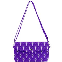 White And Purple Art-deco Pattern Removable Strap Clutch Bag
