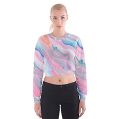 Colorful Marble Abstract Background Texture  Cropped Sweatshirt by Dushan