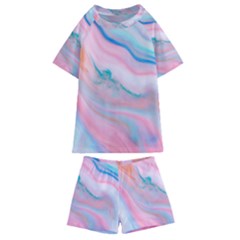 Colorful Marble Abstract Background Texture  Kids  Swim Tee And Shorts Set by Dushan