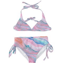 Colorful Marble Abstract Background Texture  Kids  Classic Bikini Set by Dushan