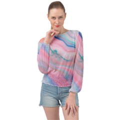 Colorful Marble Abstract Background Texture  Banded Bottom Chiffon Top