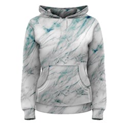 Gray Faux Marble Blue Accent Women s Pullover Hoodie by Dushan
