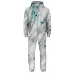Gray Faux Marble Blue Accent Hooded Jumpsuit (men)  by Dushan