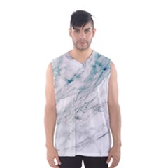 Gray Faux Marble Blue Accent Men s Basketball Tank Top by Dushan