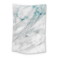 Gray Faux Marble Blue Accent Small Tapestry by Dushan