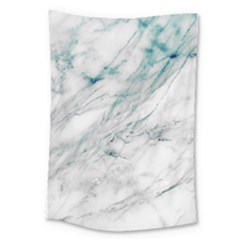 Gray Faux Marble Blue Accent Large Tapestry by Dushan