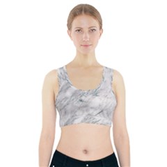 Gray Faux Marble Blue Accent Sports Bra With Pocket by Dushan