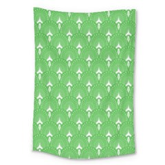 Green And White Art-deco Pattern Large Tapestry by Dushan