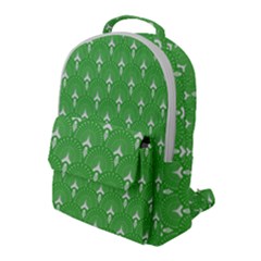 Green And White Art-deco Pattern Flap Pocket Backpack (large)