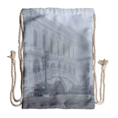 Fog Winter Scene Venice, Italy Drawstring Bag (large) by dflcprintsclothing