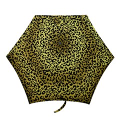 Gold And Black, Metallic Leopard Spots Pattern, Wild Cats Fur Mini Folding Umbrellas by Casemiro