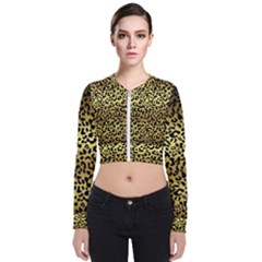 Gold And Black, Metallic Leopard Spots Pattern, Wild Cats Fur Long Sleeve Zip Up Bomber Jacket by Casemiro