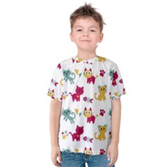 Pattern With Cute Cats Kids  Cotton Tee