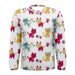 Pattern With Cute Cats Men s Long Sleeve Tee