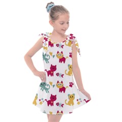 Pattern With Cute Cats Kids  Tie Up Tunic Dress