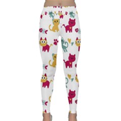 Pattern With Cute Cats Lightweight Velour Classic Yoga Leggings