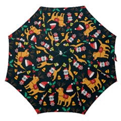 Funny Christmas Pattern Background Straight Umbrellas