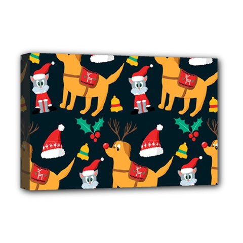 Funny Christmas Pattern Background Deluxe Canvas 18  x 12  (Stretched)