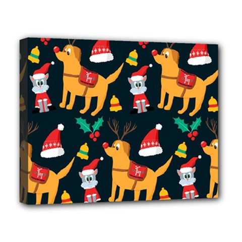 Funny Christmas Pattern Background Deluxe Canvas 20  x 16  (Stretched)