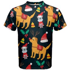 Funny Christmas Pattern Background Men s Cotton Tee