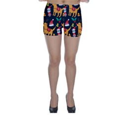 Funny Christmas Pattern Background Skinny Shorts